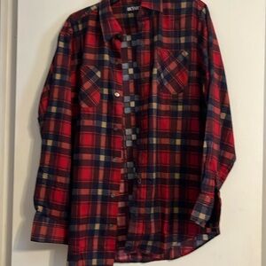Vintage 80s Big Yank Flannel Shirt Mens M Red Navy Blue lumberjack plaid